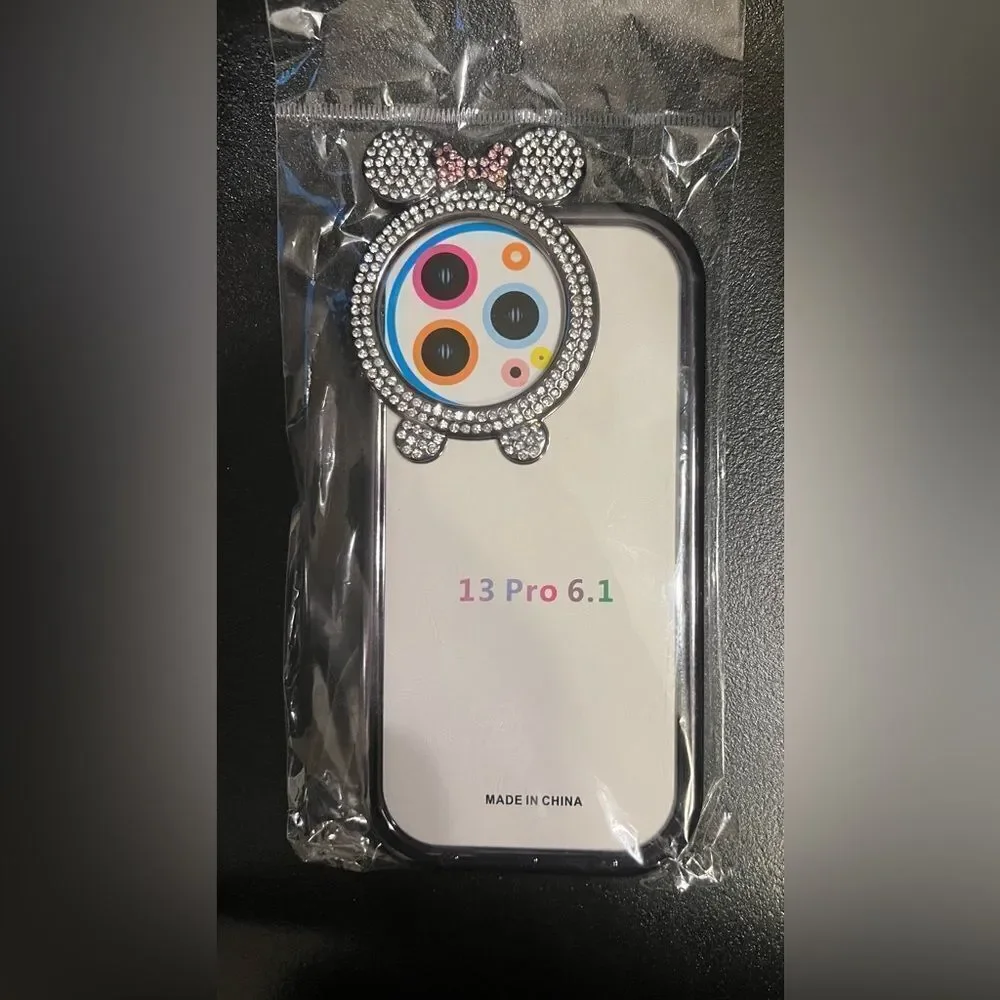 Luxury Bling Diamond Minnie Ear Case 13 Pro 6.1 iPhone case